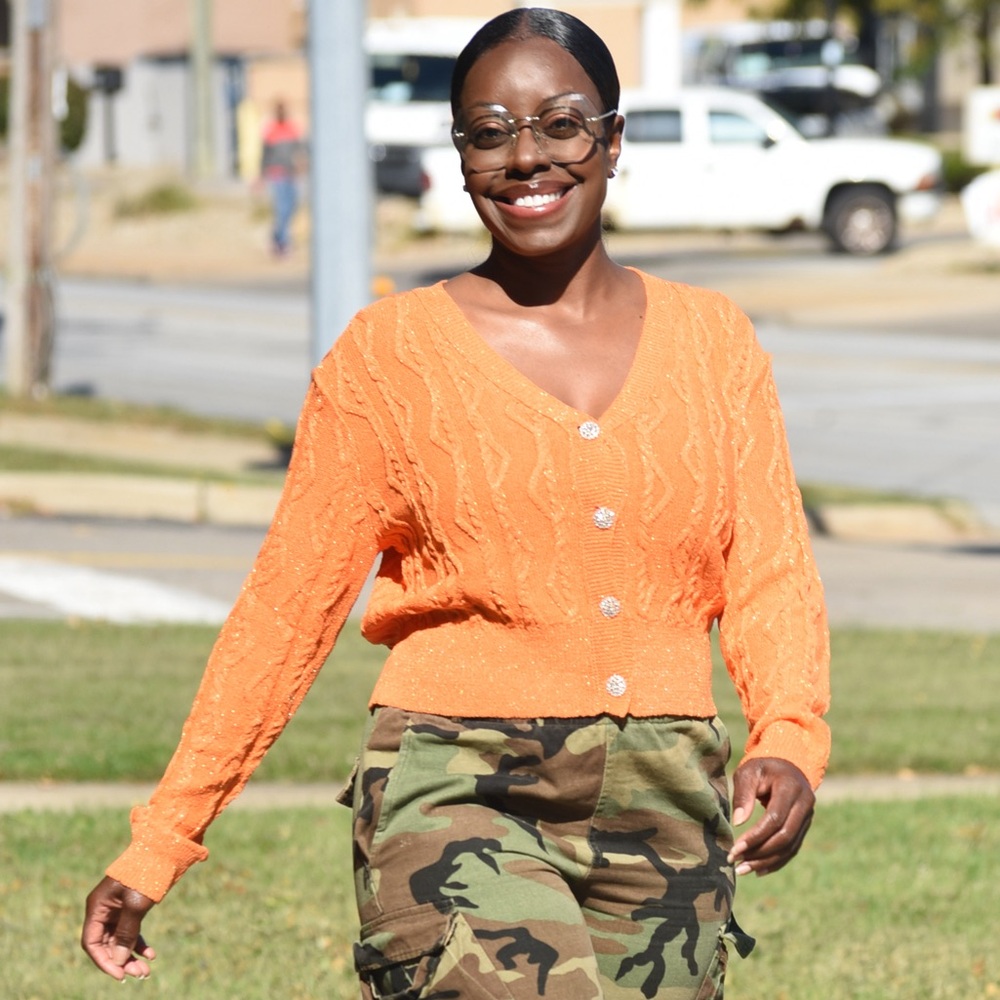 Orange Cable knit sweater